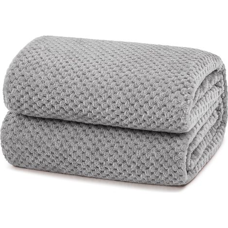 Plaid Couverture Polaire, Jeté de Canapé en Flanelle, Gris Clair 220 x 240 cm, Couverture de Lit Doux et Chaud Pour Toutes Les Saisons (1/5)