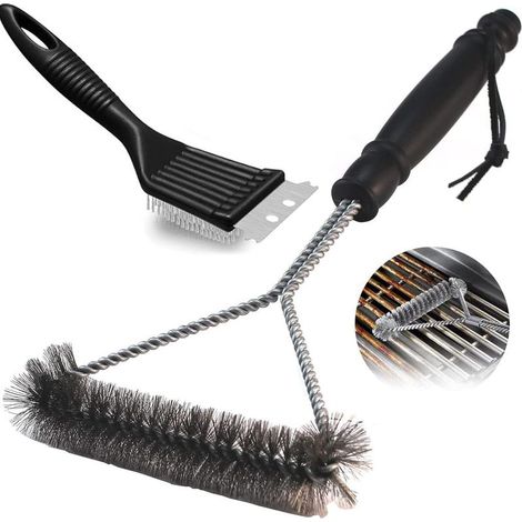 Lot de 2 brosses métalliques en acier inoxydable pour barbecue, accessoires de barbecue, adaptées à tous les types de grils