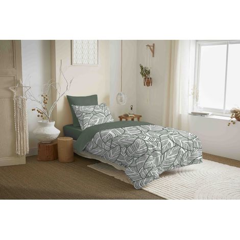 Pack complet housse de couette réversible "Vanessa" 4 pièces pour lit 90 x 190 Fira Romarin