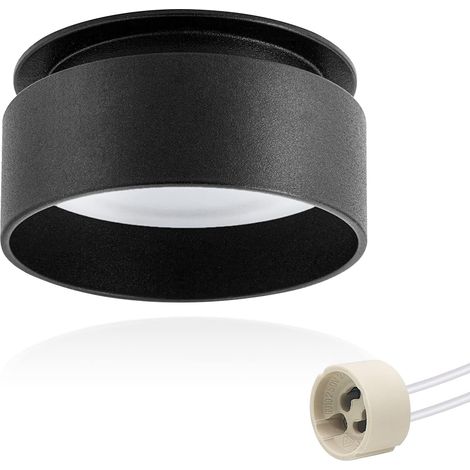 LED Spot de plafond à lumière indirecte incluse 5W Remplaçable LED Module 3000K Blanc Chaud 400LM Plafonnier Luminaire Apparent Noir mat Spot encastrable Design extra plat 30mm