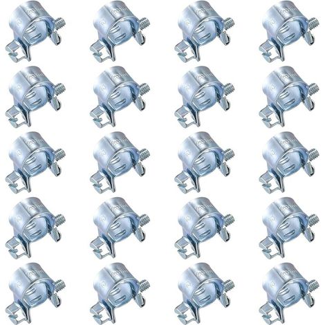 20 Pieces Adjustable Hose Clamps, Metal Hose Clamps, Hose Clamp for Exhaust Pipe, Fuel Injection Pipe - 10-12 mm