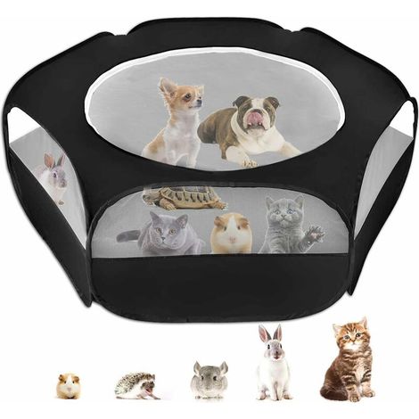 Small Animal Cage Playpen, Pet Playpen with Top Cover Anti Escape Foldable Breathable Transparent Yard Fence for Dog Cat Bunny Puppy Rabbits Guinea Pig Hamster Chinchillas Cage (1/5)