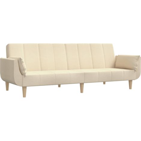 Canapé-lit，Canapé convertible à 2 places avec deux oreillers crème tissu CFW74995 (1/5)