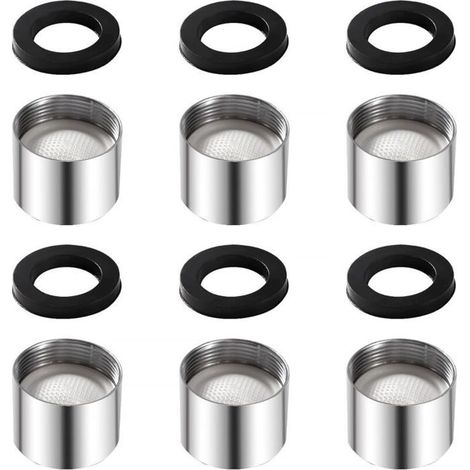 Aeratore per rubinetto M22 con 6 O-ring, filettatura interna, in acciaio inox e ABS, adatto per cucine e bagni. (1/4)