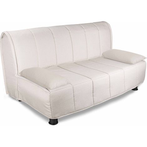 EVERGREENWEB - Divano letto 3 posti con Materasso Matrimoniale 160x190 in Waterfoam Ortopedico Prontoletto con Rivestimento sfoderabile e lavabile PANNA con 2 Cuscini supersoft abbinati - Evening (1/3)