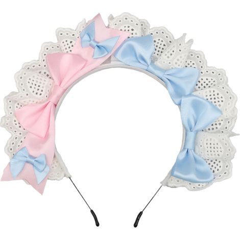 Bandeau pour cheveux de femme, style soubrette française, nœud, dentelle, accessoire de tête pour Halloween, Noël, déguisement (1/5)