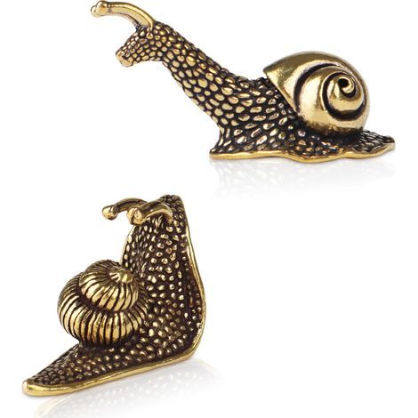Lot de 2 figurines d'escargot en laiton pour décoration de jardin, décoration d'intérieur, escargot en laiton, doré (1/5)