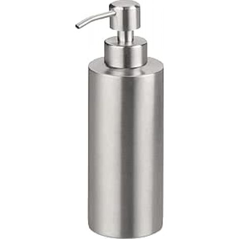 Distributeur de Savon Liquid de Lotion Liquide Vaisselle Shampoing pour Cuisine Salle de Bain en Cylindrique 250ml Acier Inoxydable (1/3)