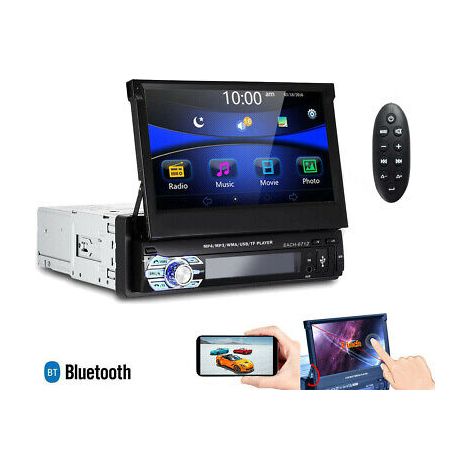 AUTORADIO 1 DIN SCHERMO A SCOMPARSA 7" STEREO AUTO TOUCH BLUETOOTH USB SD 6712