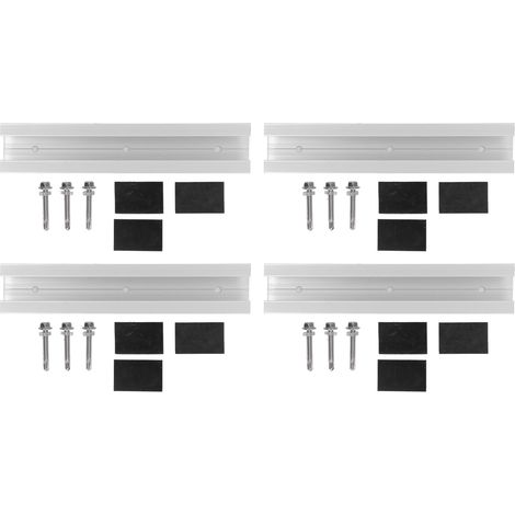Rail De Guidage Pour Panneaux Solaires - Aluminium Anodisé - Forme En U - 200 Mm - Pour Installation Sur Toit Brique Tuile Ou Plaque Verticale - 4 Pièces (1/5)
