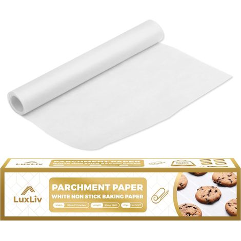 Rouleau de papier sulfurisé blanc 300 mm (30 cm) x 164 ft (50 m) pour la cuisson, accessoires pour pain au levain, rouleau de papier ciré, papier de cuisson - Extra épais et antiadhésif (1/5)