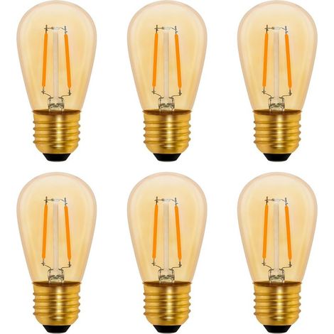 S14 Ampoule LED à Filament Vintage E27, 1W Amber Edison Remplacement 10W Incandescence, Non Dimmable, Blanc Chaud 2200K, AC 220V, Lot de 6 (1/5)