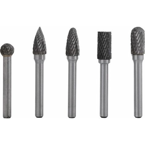Broca de 5 mm, fresa de amolar de acero de tungsteno, vástago de 6 mm, cabezal de 10 mm, kit de fresas rotativas, fresas rotativas de carburo de tungsteno, fresas de carburo extremadamente versátiles (1/5)