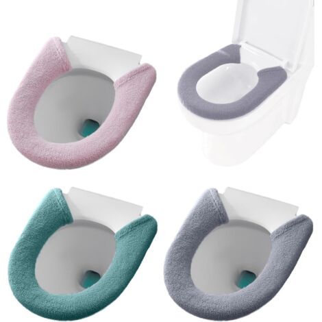 QORVA-Lot de 3 housses chauffantes pour siège de toilette, protection de siège de toilette, housse de siège de toilette avec bouton, douce et confortable, tapis de siège de toilette universel