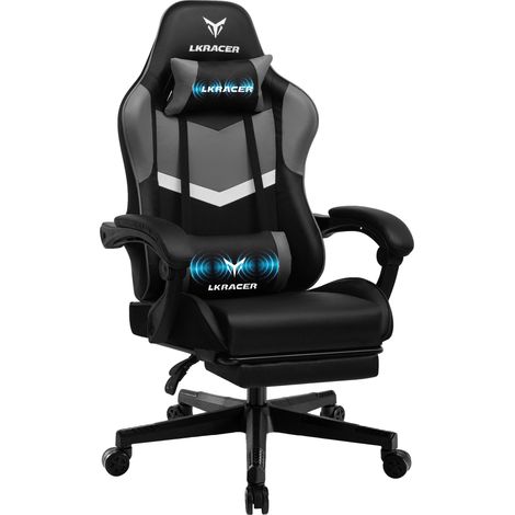 Silla gaming, diseño ergonómico, reposabrazos ajustables, GRIS (1/2)