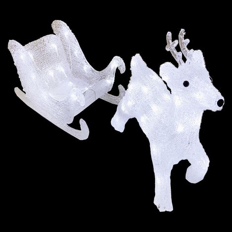 Acryl Rentier mit Schlitten 50 LEDs kaltweiß-DLK038R (1/4)