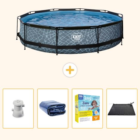 Exit-toys Piscine Exit Ronde - Effet Pierre - 360x76 cm - 5-pièces SCB25 (1/5)