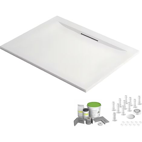 Pack receveur de douche 160 x 80 JACOB DELAFON Flight Pure rectangle blanc + Kit d'étanchéité WEDI + Pieds