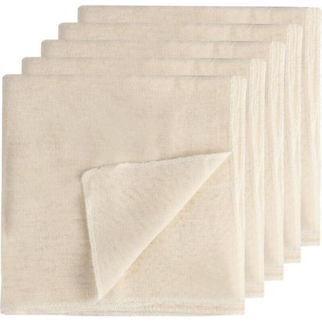 Set aus 5 waschbaren und ungebleichten Baumwoll-Musselintüchern zum Filtern von Säften, Käse, Butter, Tee und Kaffee (60 x 60 cm) (1/4)