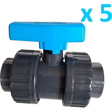 Lot de 5 Vannes à boisseau démontables Pvc pression à coller (1/2)