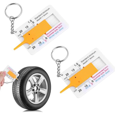 Reifen Profiltiefenmesser, 0-20 mm Kunststoff Tiefenmesser Reifen Messbereich Profilmesser Reifen Tragbar Tiefenmessschieber Profiltiefen-Messgerät, 2 Stück (1/5)