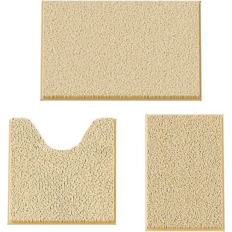 Ensemble de 3 Tapis De Bain, Chenille Douce, Base Antidérapante, Absorbant, Pour Salle De Bain (1/5)