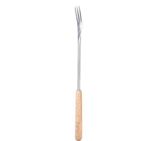 Fourchette à barbecue avec manche en bois de 26,5 cm, brochette idéale pour le camping et les pique-niques (1/5)