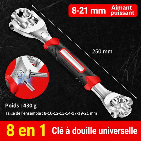 Clé à douille multifonction rotative 8-21 mm magnétique en acier à haute teneur en carbone zingué 8-21 24 300 g – Livraison gratuite