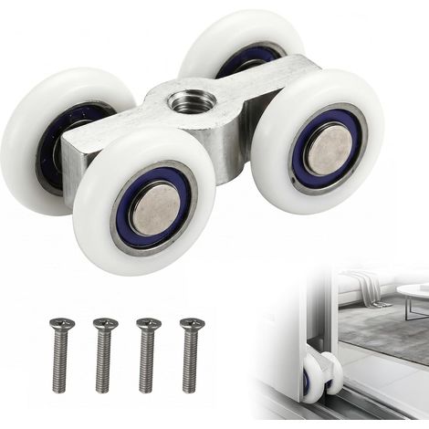4 Pièces Roulette Porte Coulissante, Roulette Baie Vitrée Coulissante, 44Mm, Vis M6, Convient Pour Les Portes Coulissantes De Douche, Le Balcon, La Cuisine, La Salle À Manger, La Salle De Bain (1/5)