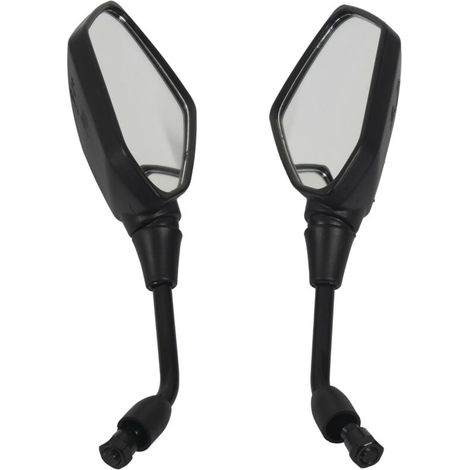 Universel 2 PièCes RéTroviseur Moto Grande Taille Noire Scooter Chrome vue ArrièRe Voir le Miroir LatéRal 10Mm