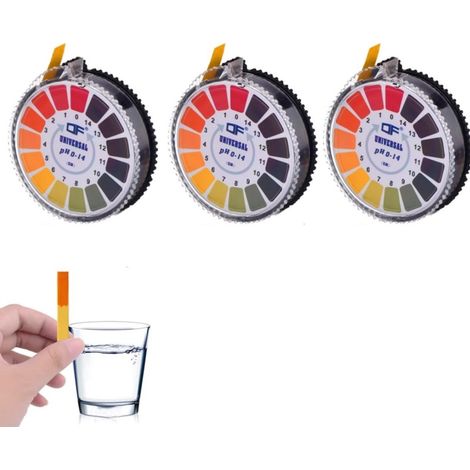 3 bandelettes de test pH en rouleau - Plage de mesure : 0-14 - Indicateur de pH - Papier indicateur universel - Lecture facile - 1 rouleau de 5 m - Pour tester l'acidité de l'eau des aquariums et de l (1/4)