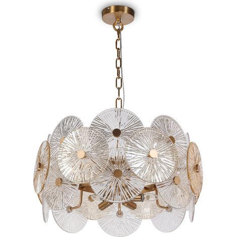 Lampadario Contemporaneo Aster Metallo Oro 8 Luci Con Diffusore In Vetro (1/5)