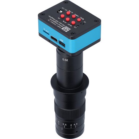 Microscope numérique HD 4K/2K 12MP, caméra USB avec objectif C-Mount 180X, éclairage annulaire 144 LED, alimentation AC100-240V, pour inspection et bricolage (1/5)