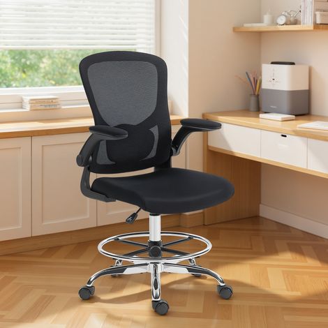 Chaise de dessin avec soutien lombaire, réglable en hauteur, pivotante, pour bureau à domicile, atelier, projets artistiques, noire (1/5)