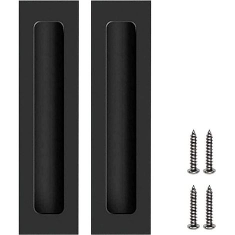2 Pcs Black Door Handles Furniture Invisible Recessed Handles for Sliding Door with Screws (1/5)