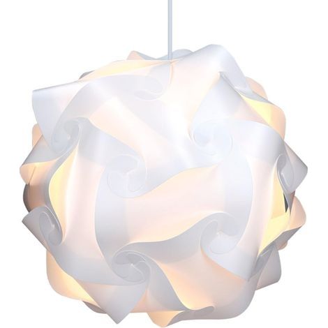 Lampe Puzzle Abat-jour - Luminaire IQ 30 pcs Plafond Chevet lumière blanche - Diamètre env 40 cm - Avec câble interrupteur douille E27, blanc (1/5)