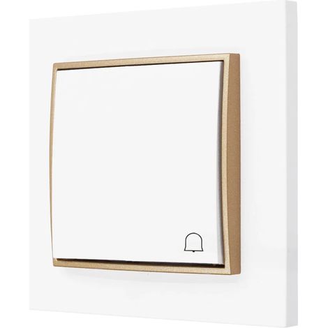 Interruptor de timbre con marco Karlik Mini color blanco/dorado (1/5)