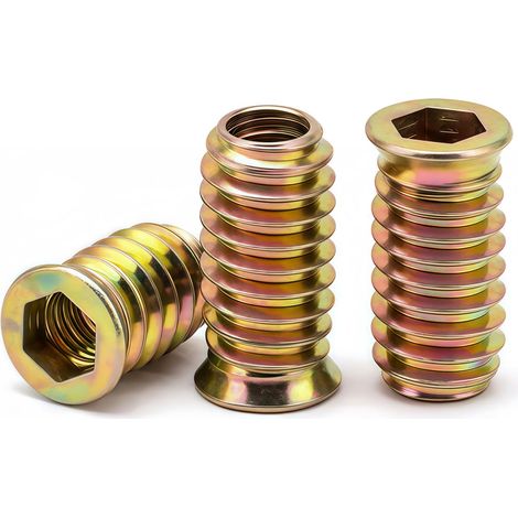 M8 Insert Fileté Bois, écrous à Visser M8 X 20mm Manchons à Visser Galvanisés écrou Hexagonal Fileté pour Meubles en Bois, 20 Pièces (1/5)