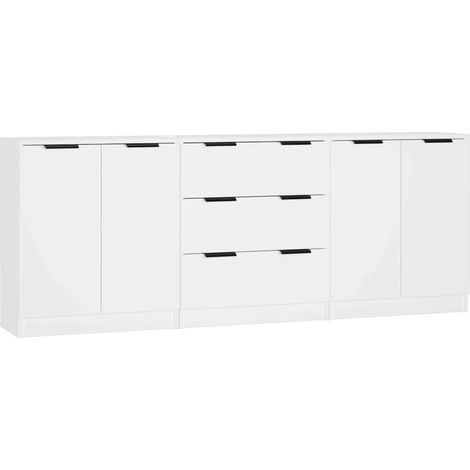 3-tlg. Sideboard/Anrichte/Buffet Weiß Holzwerkstoff LXWW941389 (1/5)