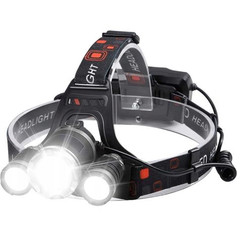 Lampada frontale ricaricabile da 1000 lumen con portata di 200 m e 3 LED, ideale per spedizioni notturne. (1/5)
