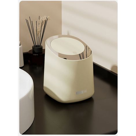 Poubelle de bureau, à bouton-poussoir, pour salon, poubelle de rangement de luxe, pour voiture, maison, bureau, poubelle de rangement pour salle à manger, blanc crème. (1/5)