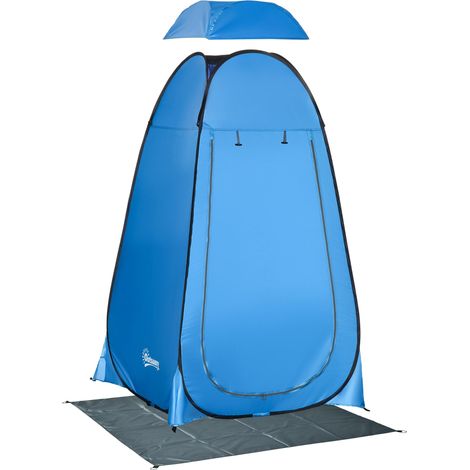 Tente de douche portable avec sac de transport et protection UV 20+ pour salle de bain et toilettes, 126 x 124 x 189 cm, bleue