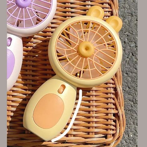 Mini ventilateur portable à piles, petit ventilateur personnel silencieux et puissant, design mignon pour enfants et filles, jaune citron (1/5)
