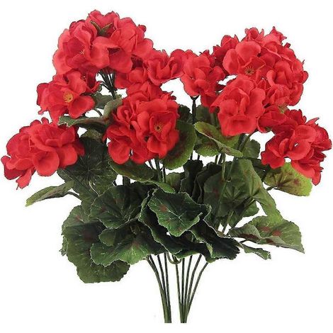 Lot de 2 géraniums artificiels en soie rouge, pour jardin, suspension, décoration extérieure (jardin, porche, maison).-AquaForge (1/5)