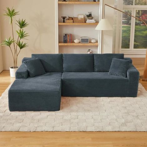 Canapé d'angle modulable - KOMHTOM - Canapé d'angle modulable 3 places - Gris foncé - Mousse à mémoire de forme - 252,5x163x65 cm (1/4)