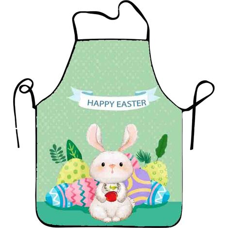 Tablier De Cuisine - Tablier À Imprimé Lapin De Pâques - 60 x 80 cm - Polyester - Avec Poche - Réglable - Pour Adulte - Lot De 1 À 6 Pièces (1/3)