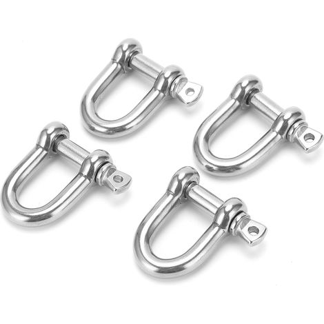 Lot de 4 manilles droites M10 en acier inoxydable de type D à rupture courte (1/5)