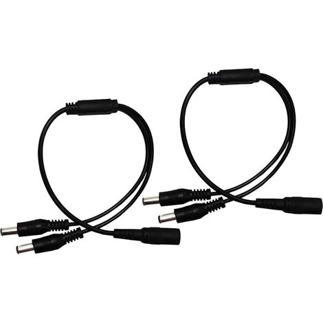 2-Pack 1 Male to 2 Female Way DC Power Splitter Cable Barrel Plug 5.5 x 2.1mm for CCTV Cameras LED Light Strip and more (1/5)