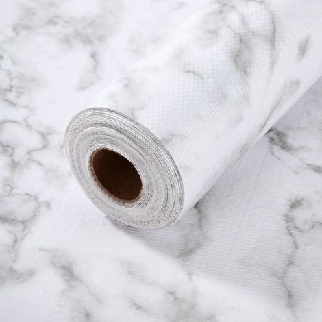 Tapis de Tiroir Antiderapant - Étanche Protection Tiroir Cuisine - 30cm x 300cm - Marbre Blanc (1/5)
