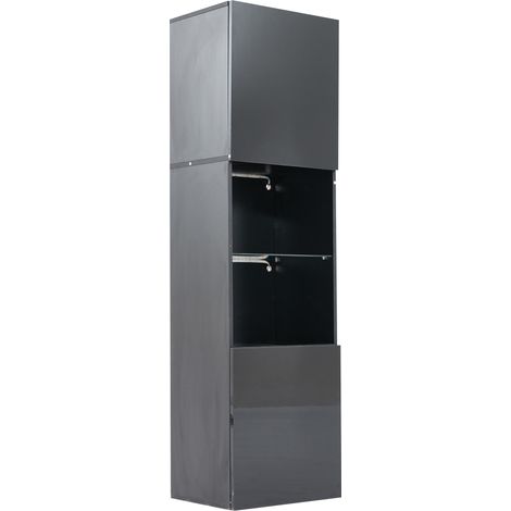 Vetrina alta nera lucida con LED 45 x 35 x 160 cm, 1 ripiano in vetro temperato (1/5)